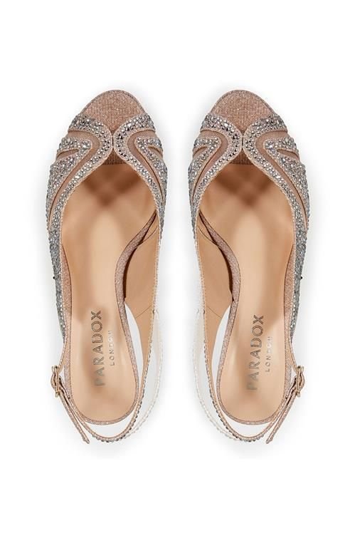 Paradox London Paradox London Women's Glitter 'Linda' Low Platform Sling Back Sandal in Metallic Gold - 3