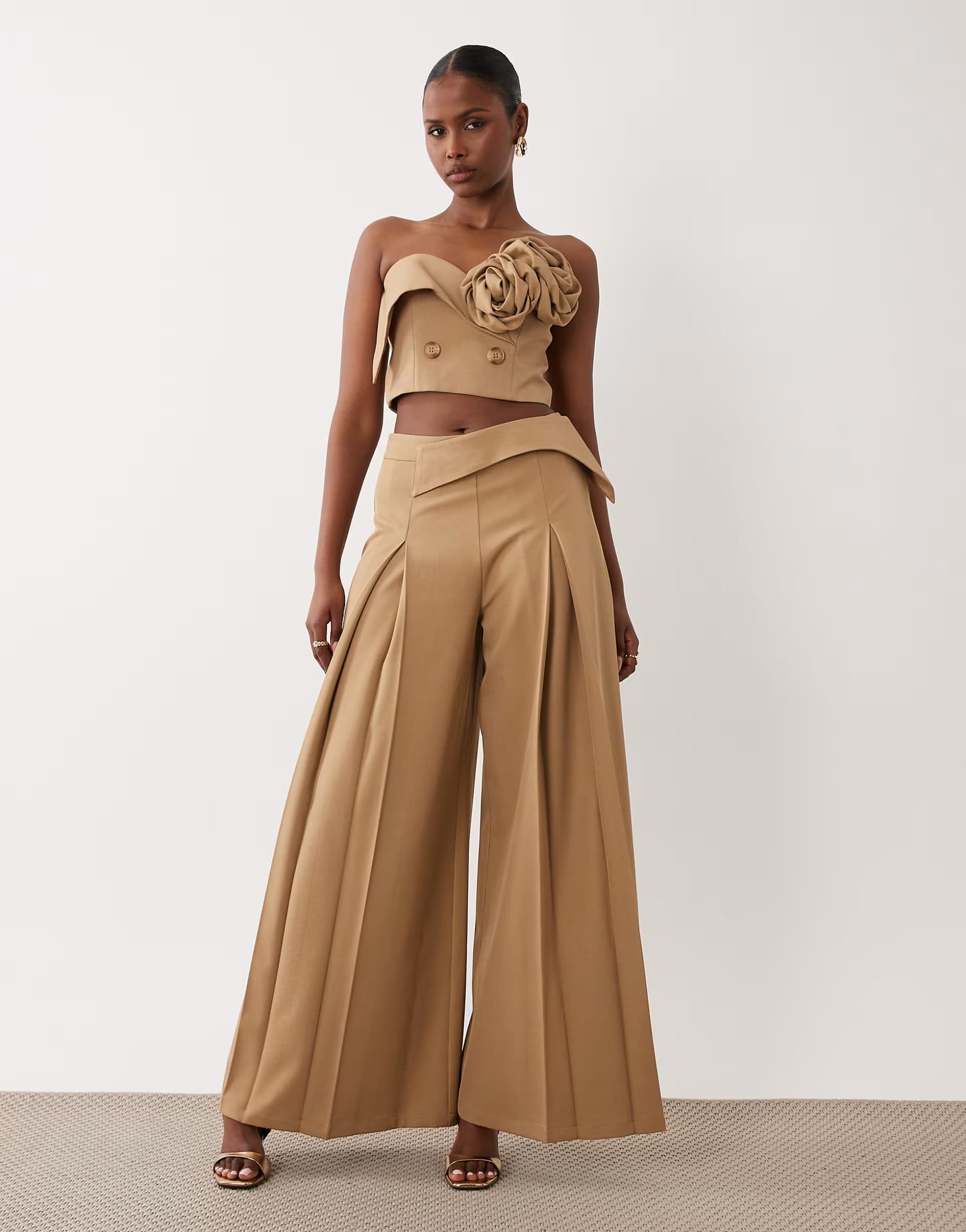 ASOS Taupe Co-ord Set with Rosette Detail