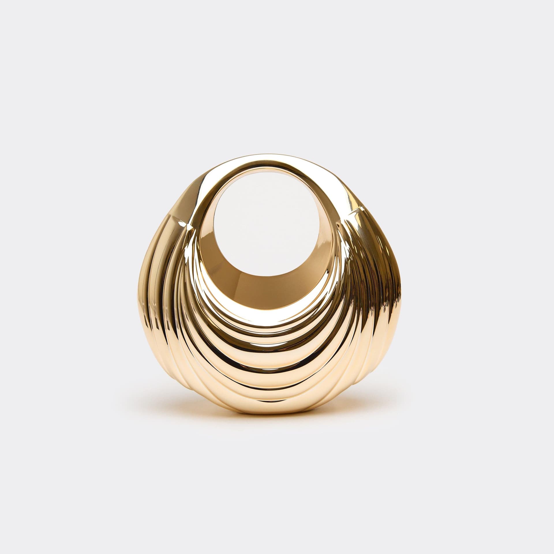 EGO Reef Ribbed Detail Cut Out Handle Grab Bag In Gold, Women's Size UK 0