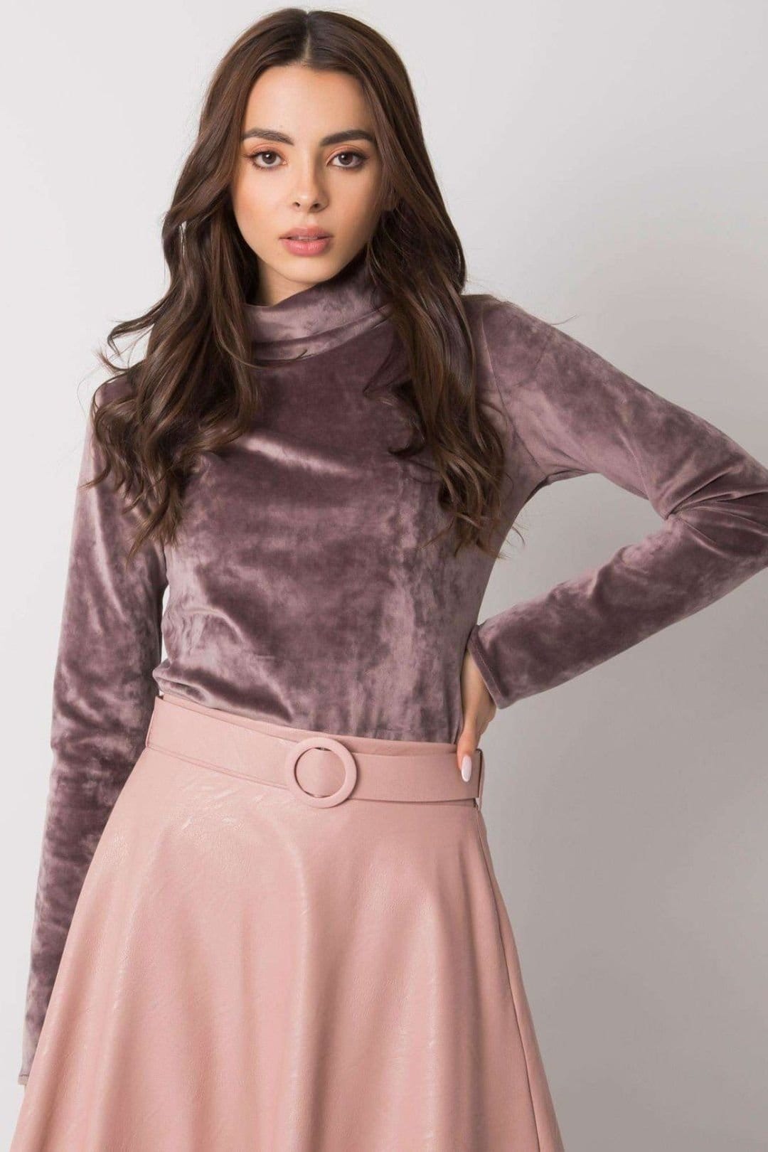 Love Lace Mauve Velour Turtleneck Long Sleeve Top