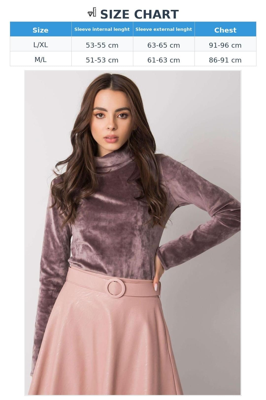 Love Lace Love Lace Women's Velour Turtleneck Long Sleeve Top in Mauve - 4