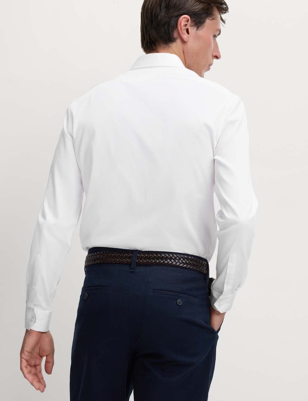 Marks & Spencer M&S Slim Fit Pure Easy Iron Cotton with Stretch Shirt White