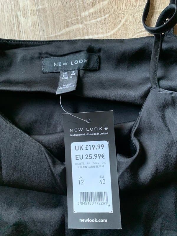 New Look Black satin look slip dress - New Look - Size 12