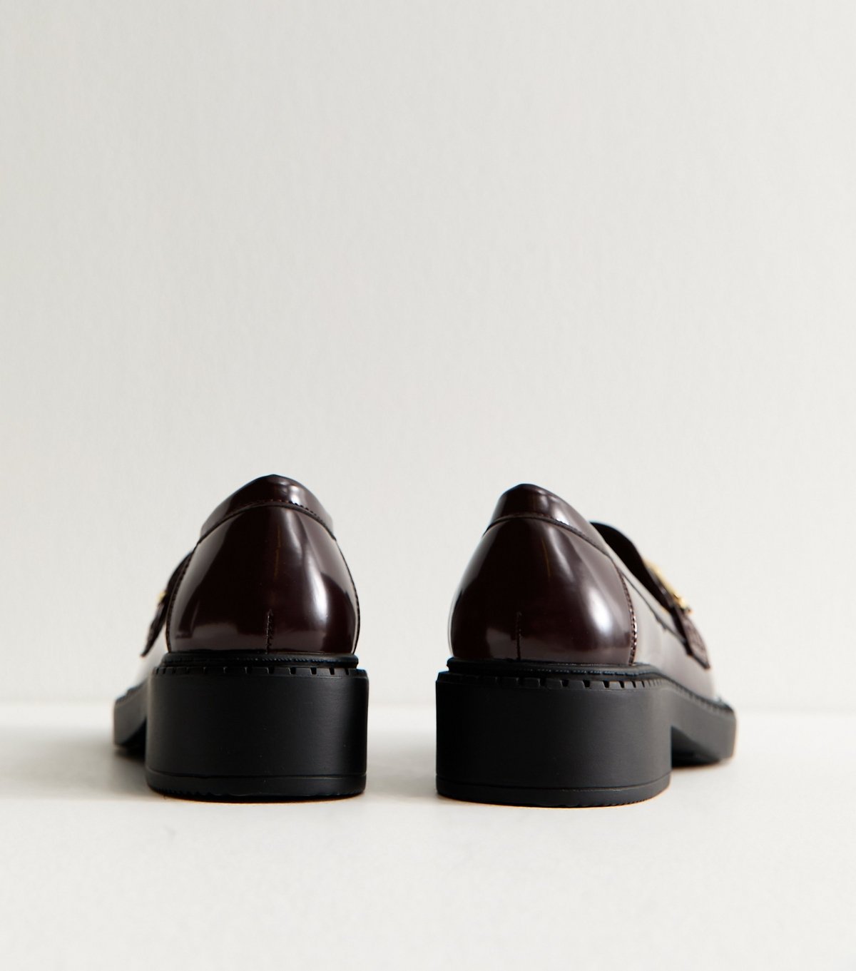 New Look Women's Dark Burgundy Faux Leather Chunky Loafers Vegan New Look - 4