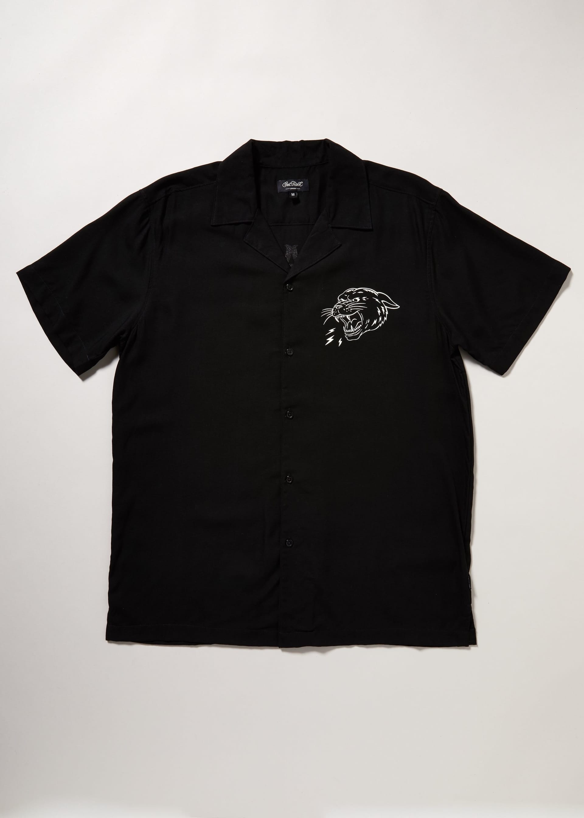 Chet Rock Chet Rock Men's Panther Rockabilly Bowling Shirt with Back Graphic in Black - 4