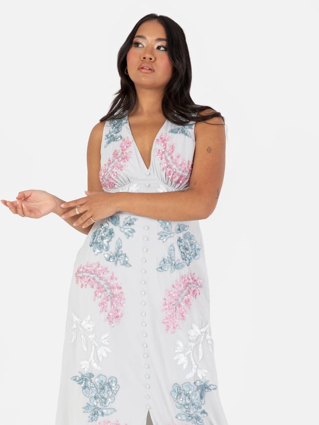 Maya Deluxe Maya Deluxe Women's Embellished Sleeveless Maxi Dress in Grey - 2