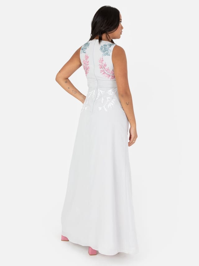 Maya Deluxe Maya Deluxe Women's Embellished Sleeveless Maxi Dress in Grey - 3