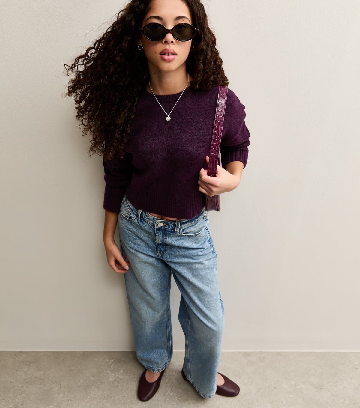 New Look Girls' Dark Purple Midweight Knit Jumper New Look