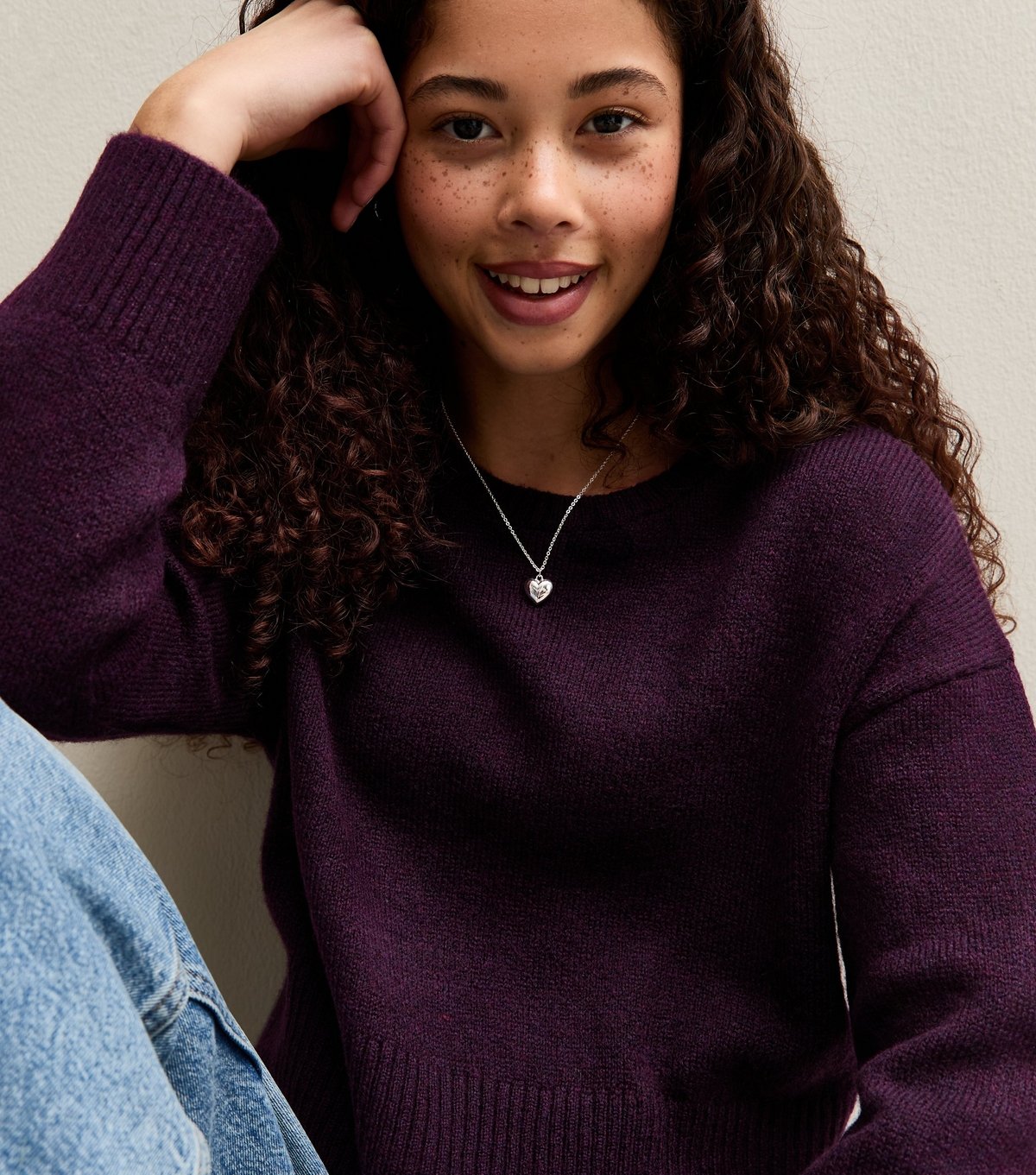 New Look Girls' Dark Purple Midweight Knit Jumper New Look - 2