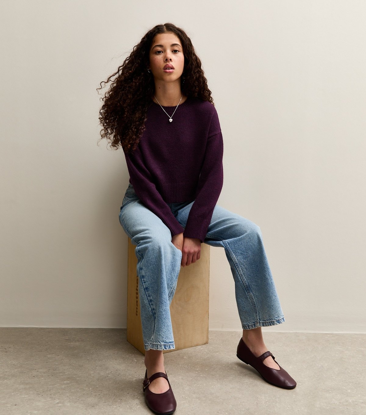 New Look Girls' Dark Purple Midweight Knit Jumper New Look - 4