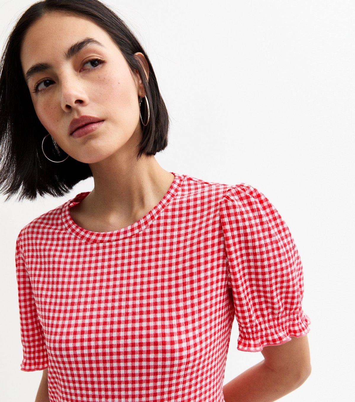 New Look Women's Red Gingham Check Jersey Mini Dress New Look - 2