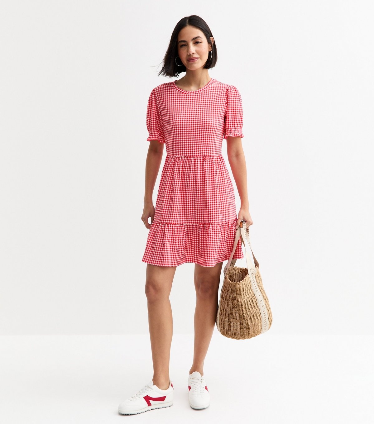 New Look Women's Red Gingham Check Jersey Mini Dress New Look - 3