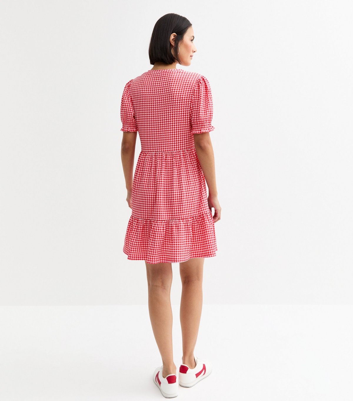 New Look Women's Red Gingham Check Jersey Mini Dress New Look - 4