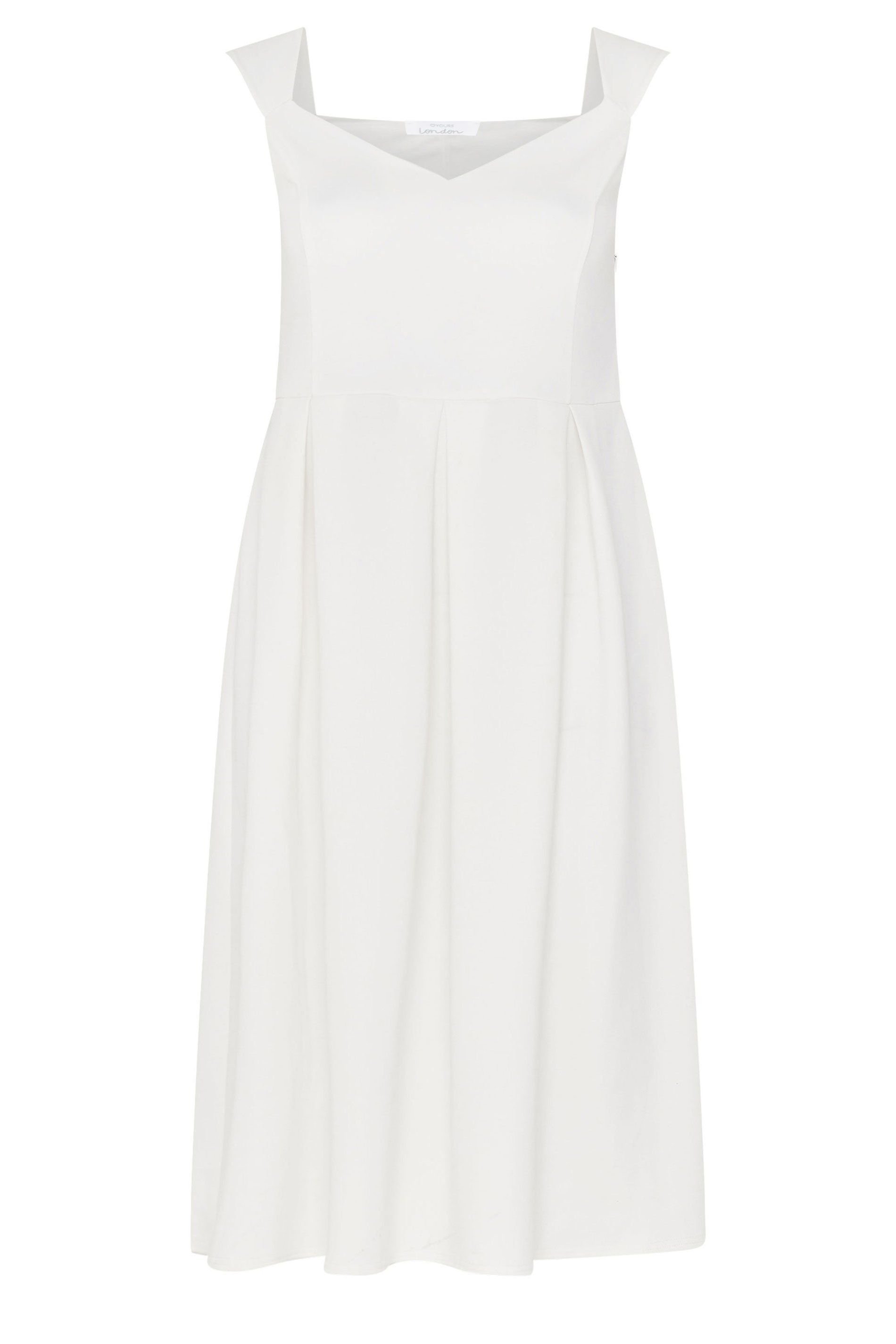 Yours Yours Women's Sweetheart Midi Skater Dress in White - 2