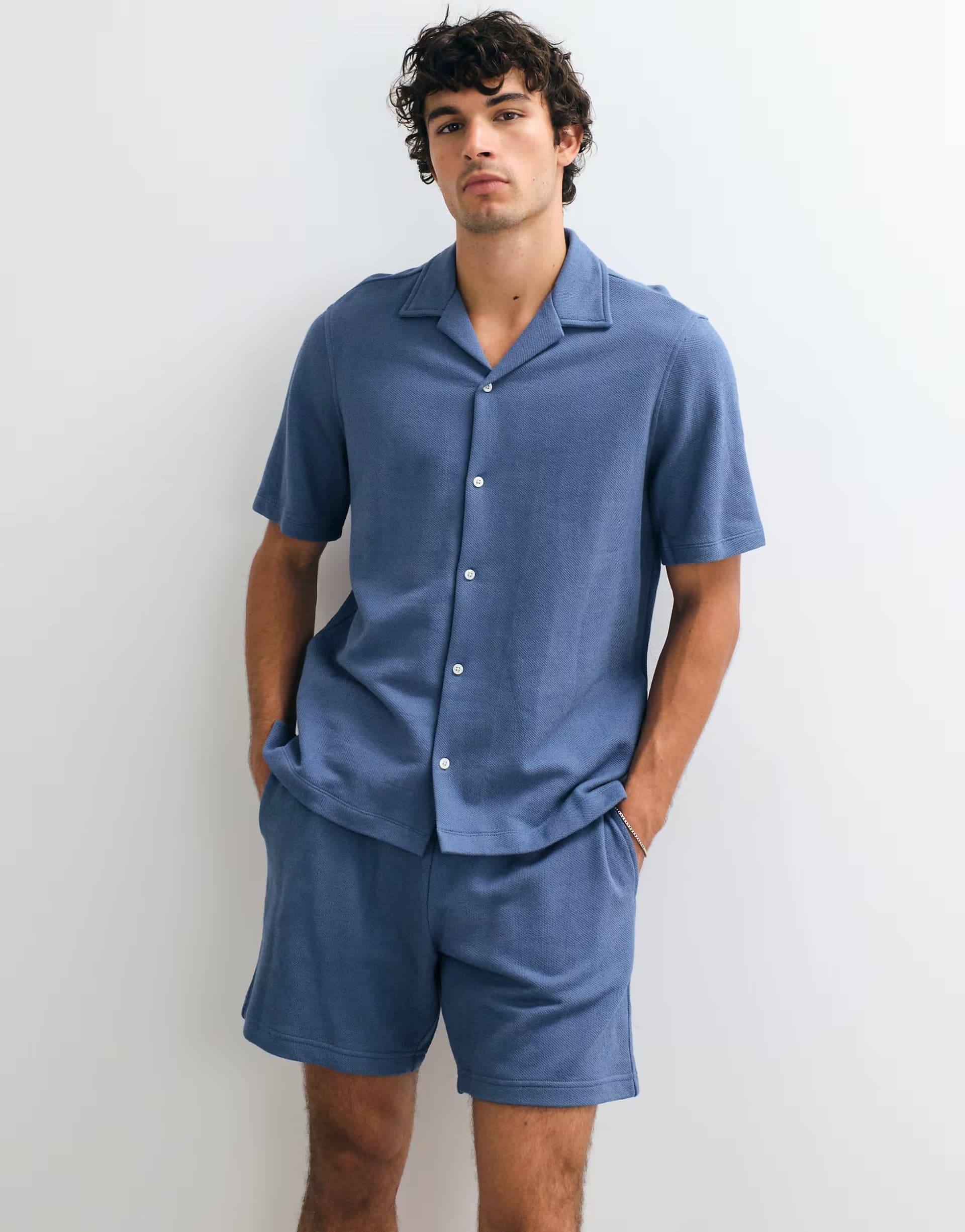 ASOS GAP towelling shirt co-ord in blue