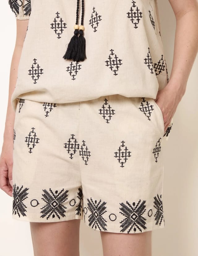 Blue Vanilla Embroidered Shorts - 3