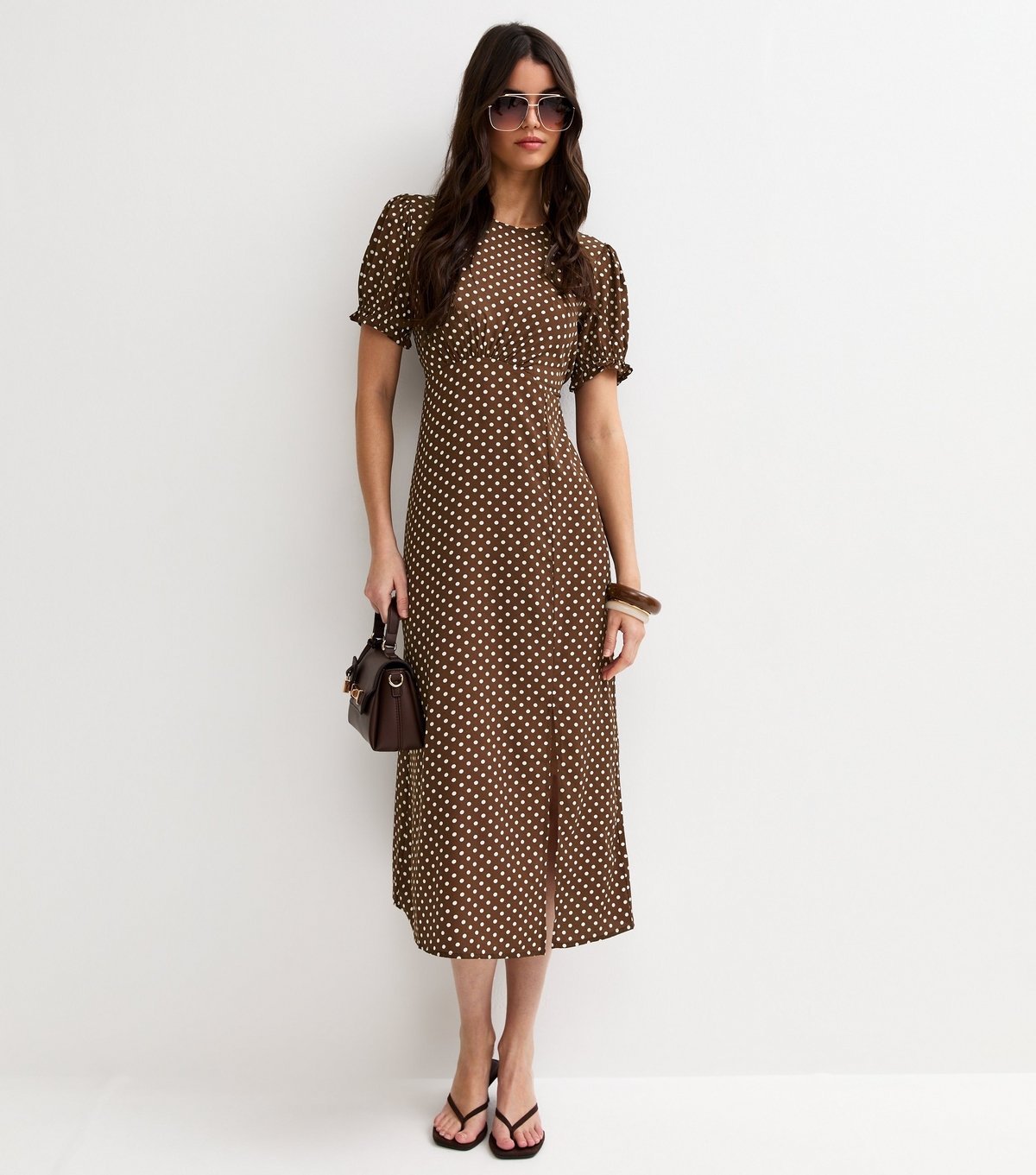 New Look Women's Brown Spot Print Crepe Midi Dress New Look - 2