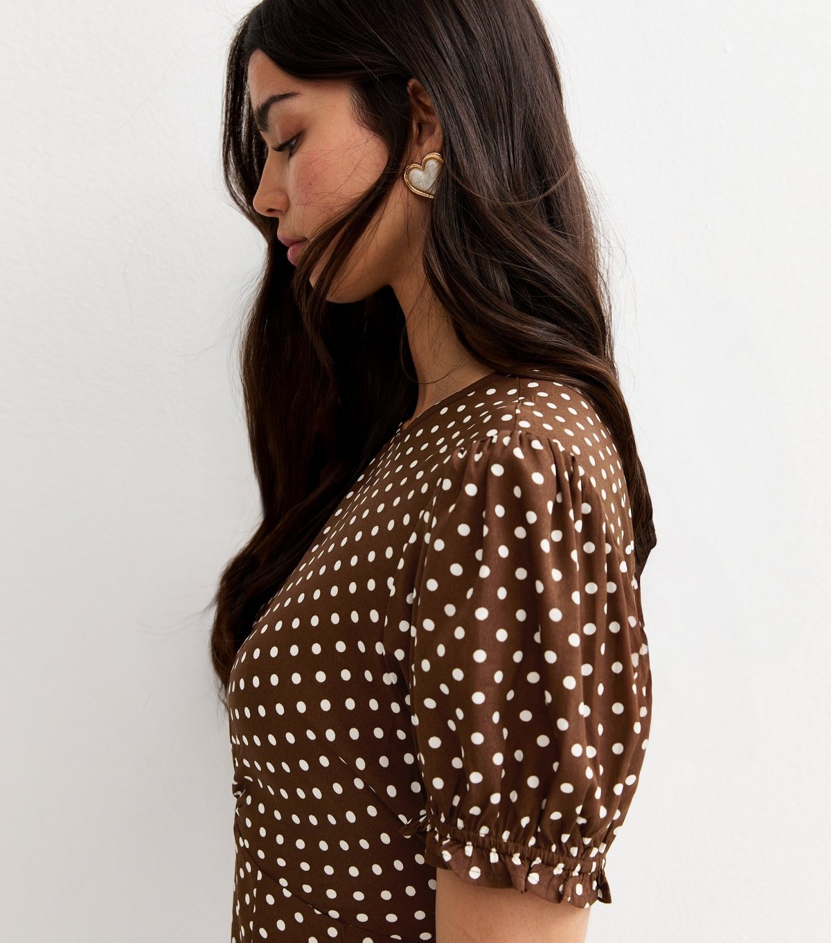 New Look Women's Brown Spot Print Crepe Midi Dress New Look - 3