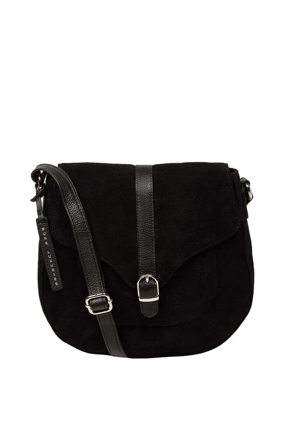 Pure Luxuries London Pure Luxuries London Women's 'Azura' Suede Cross Body Bag in Black