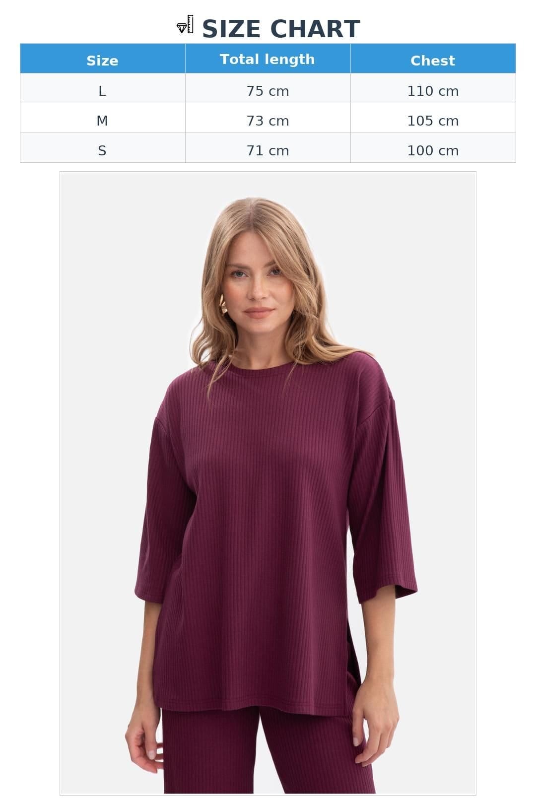 Love Lace Love Lace Women's Ribbed Elastic Blouse with Slits in Violet - 4