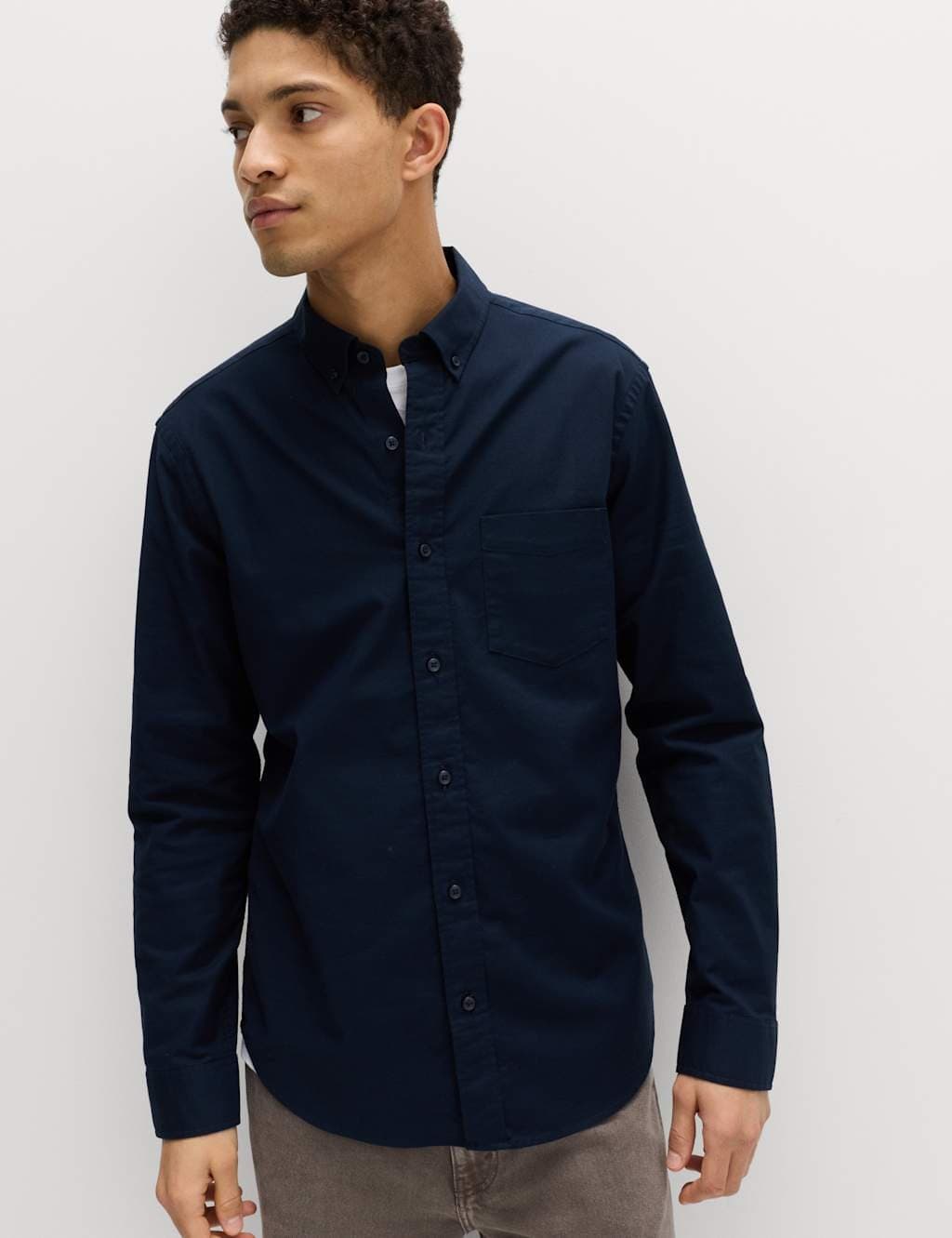 Marks & Spencer M&S Dark Navy Slim Fit Oxford Shirt