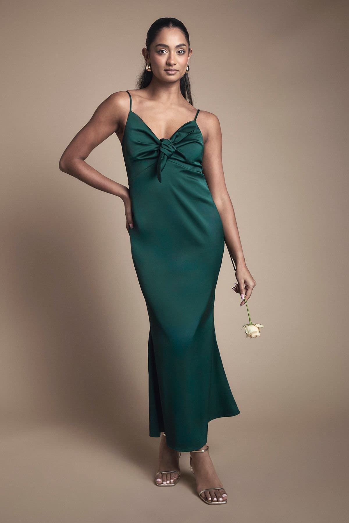 Oasis Oasis Women's Strappy Tie Detail Bridesmaid Dress in Emerald