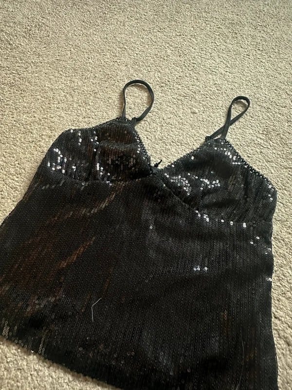 Bershka Black Sequin Halter Top