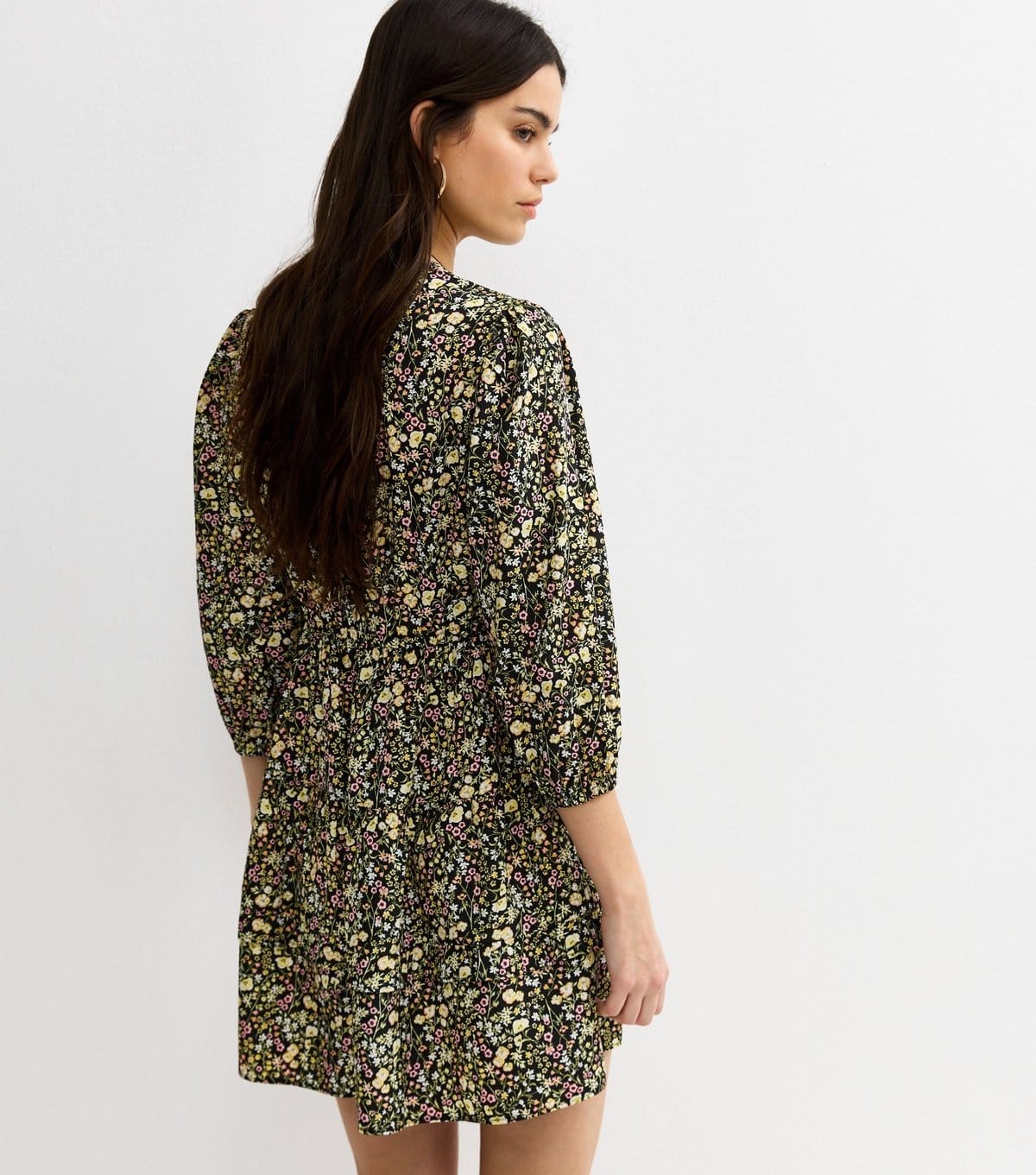 New Look Women's Black Ditsy Floral Tiered Mini Dress New Look - 4