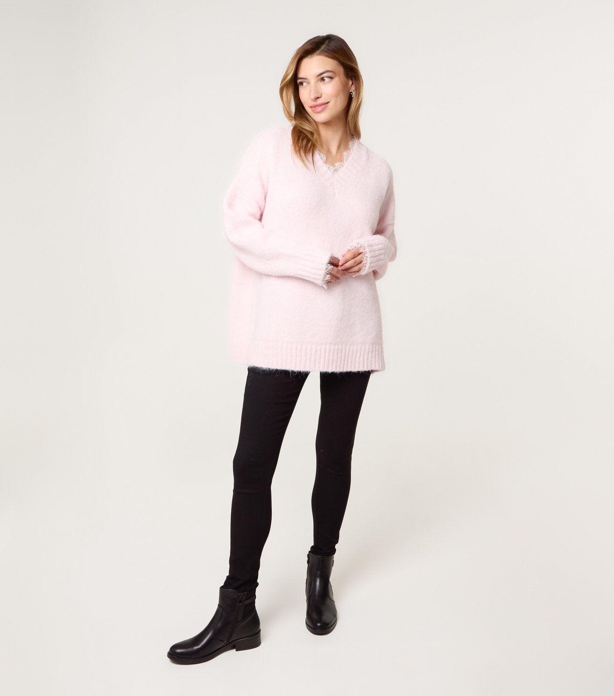 Blue Vanilla Women's Light Pink Knitted V-Neck Jumper Blue Vanilla New Look - 2