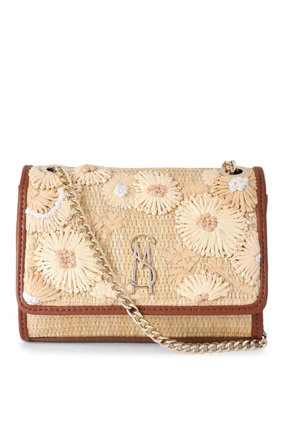Steve Madden Steve Madden Brown Raffia Floral Handbag