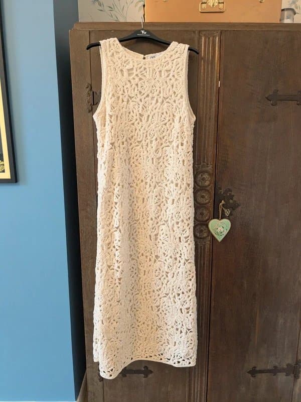 Zara Maxi velvet macrame dress