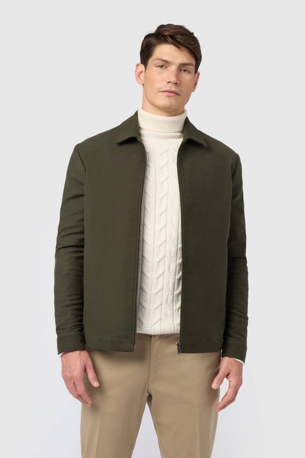 Melka Melka Men's Zipped Harrington Jacket in Olive - 2