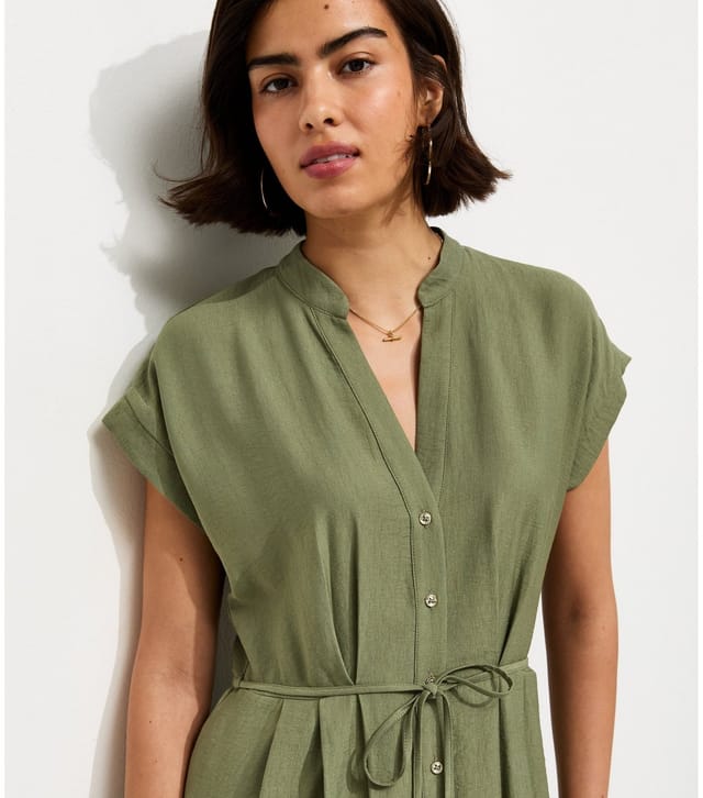 New Look Women's Khaki Toggle Shirt Midi Dress New Look - 2