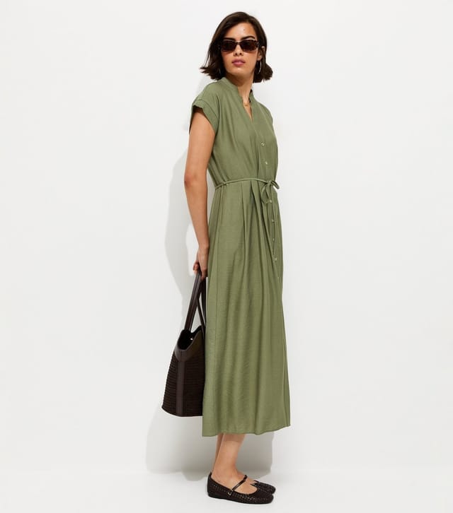 New Look Women's Khaki Toggle Shirt Midi Dress New Look - 3