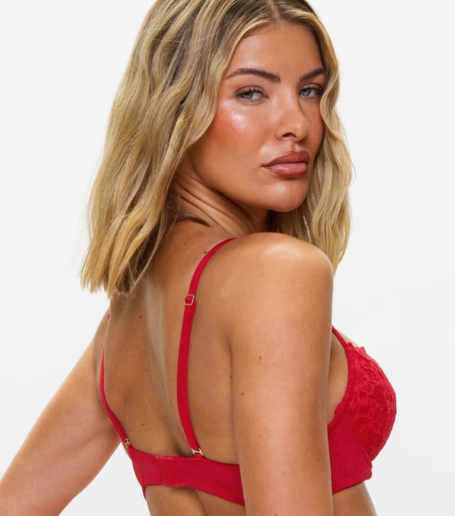 Ann Summers Women's Red Lace Padded Balcony Bra Ann Summers New Look - 3