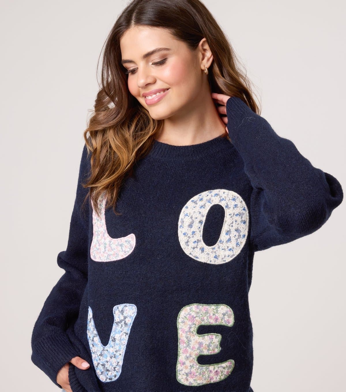 Blue Vanilla Women's Navy Love Embroidered Jumper Blue Vanilla New Look