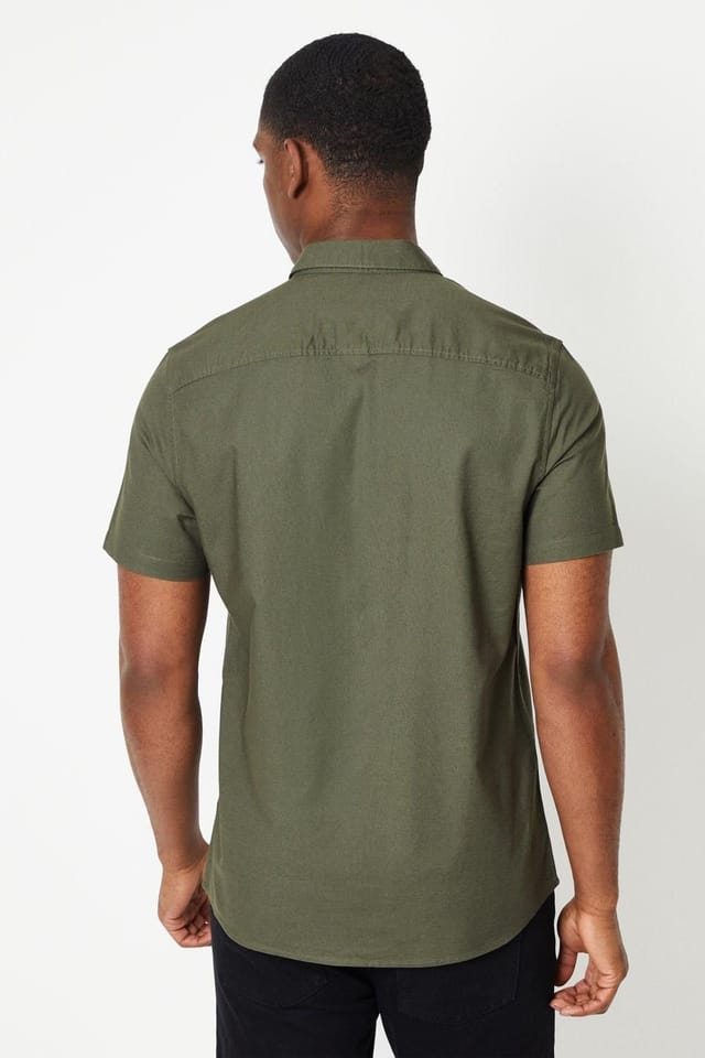 Burton Burton Men's Khaki Short Sleeve Oxford Shirt - 3