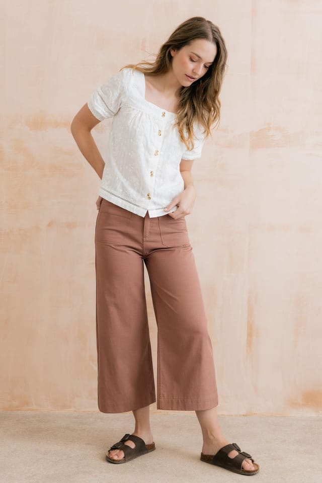 Lily & Me Lily & Me Women's Amelia Cropped Wide Leg Trousers in Pink - 3