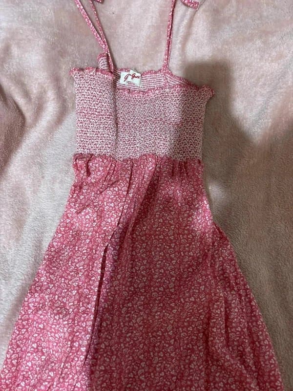 GreenGate Vintage Greengate pink and white floral maxi dress 10 12 14 cottagecore