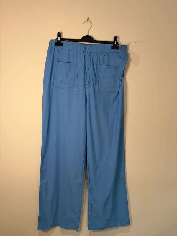 ovvababy Ovvababy Blue Wide Leg Trousers Stretch Elastic Waist Button Detail Smart Casual 3XL NWT