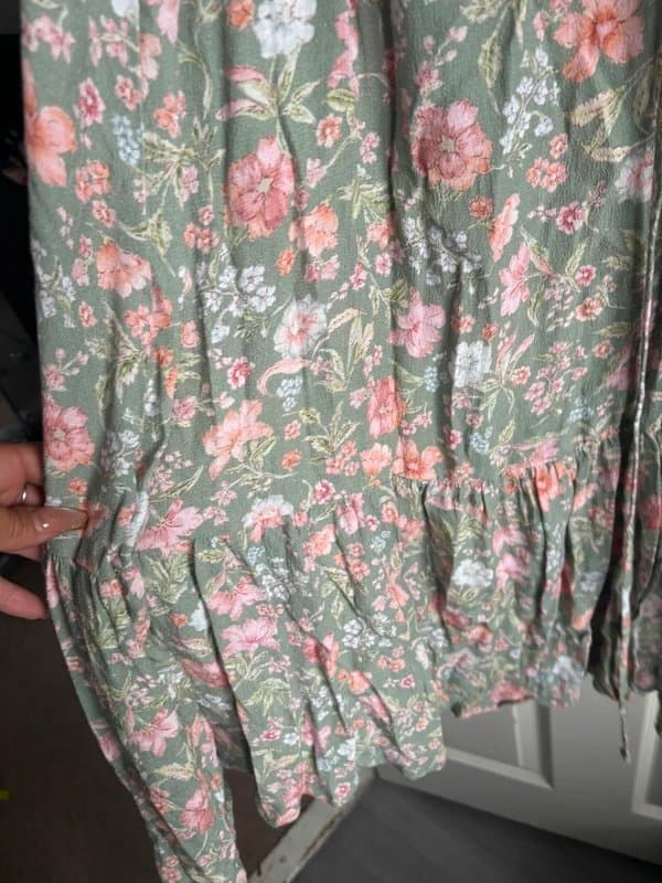 New Look Size 12 Newlook Green Floral Summer Wrap Dress