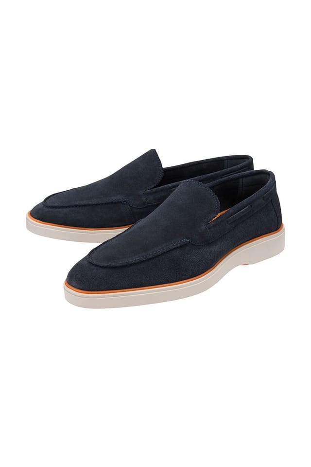 Frank Wright Frank Wright Men's Suede 'Simmons II' Loafers in Mid Navy - 2