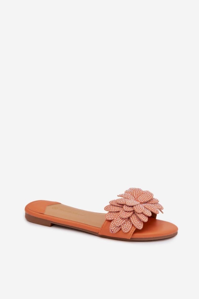 Love Lace Love Lace Women's Comfort Flat Flip Flops with Decorative Front for Summer in Orange - 2