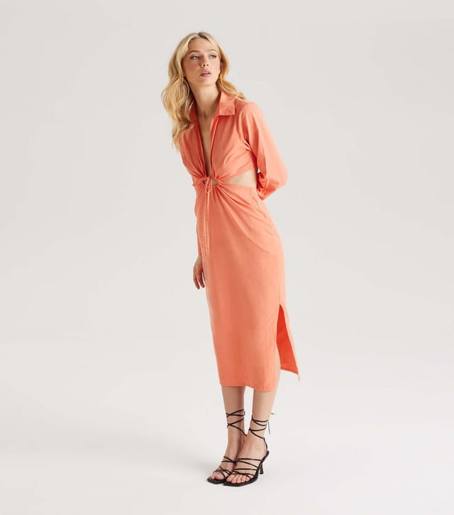 Urban Bliss Women's Light Pink Cut Out Tie Front Midi Dress Urban Bliss New Look - 2