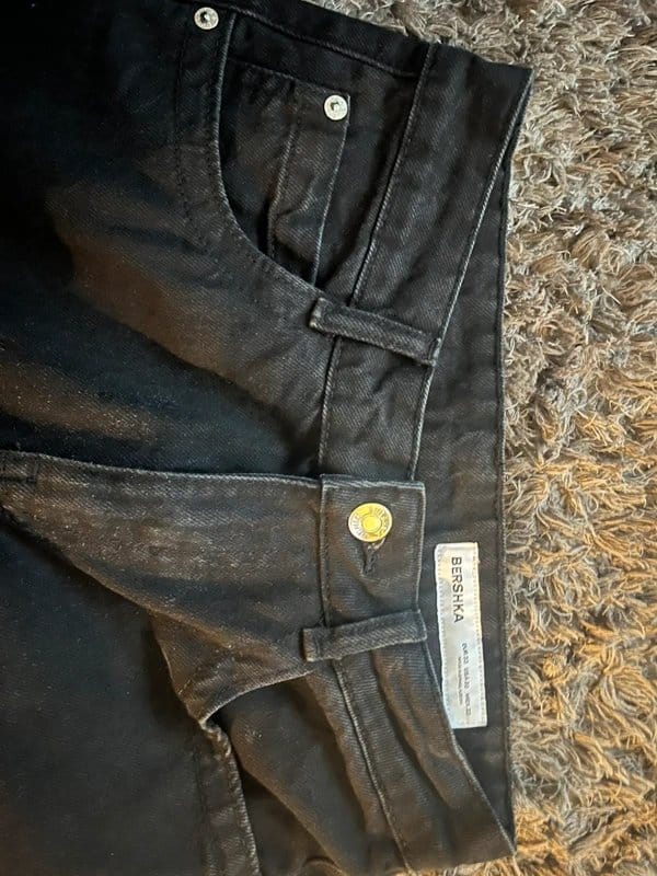 Bershka Black Denim Cargo Jeans