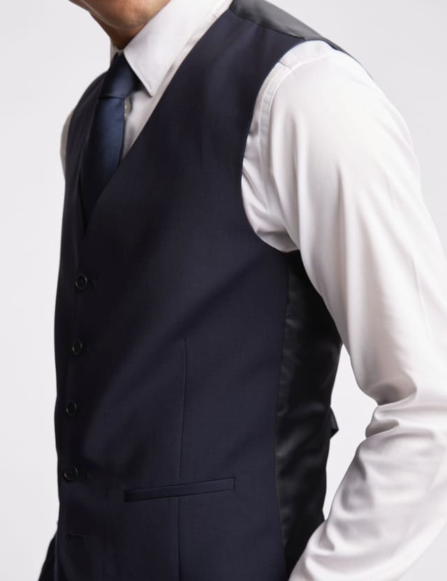 Ted Baker Ted Baker Men's Premium Navy Panama Waistcoat - 3