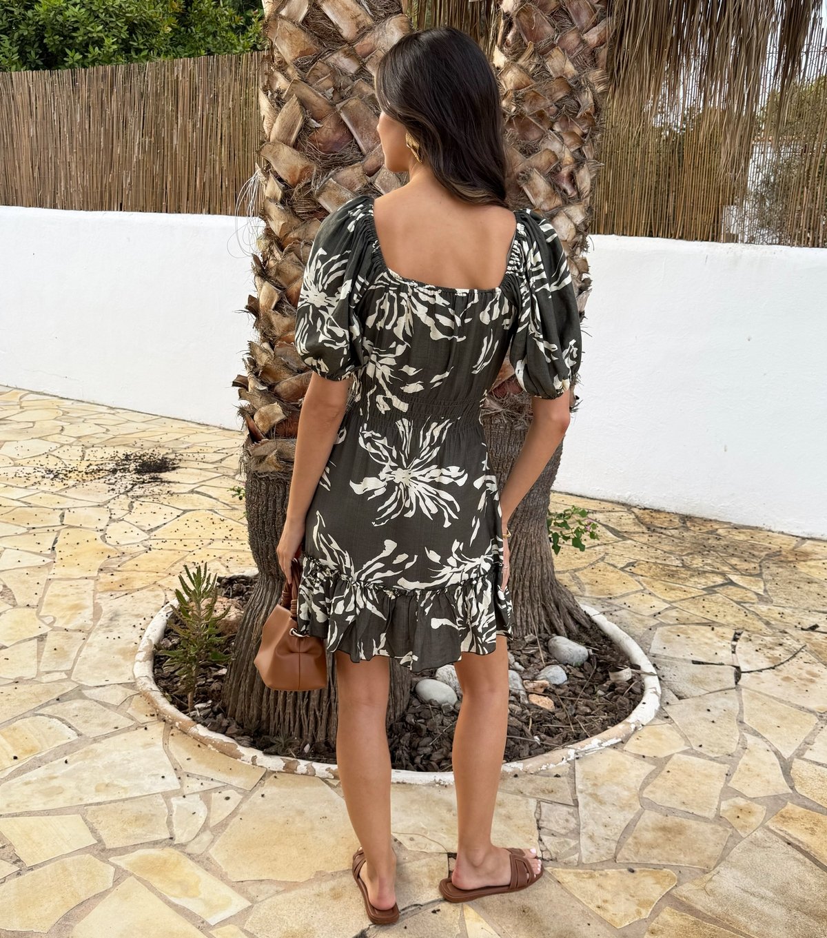 AX Paris Women's Dark Khaki Floral Print Frill Hem Mini Dress AX Paris New Look - 3