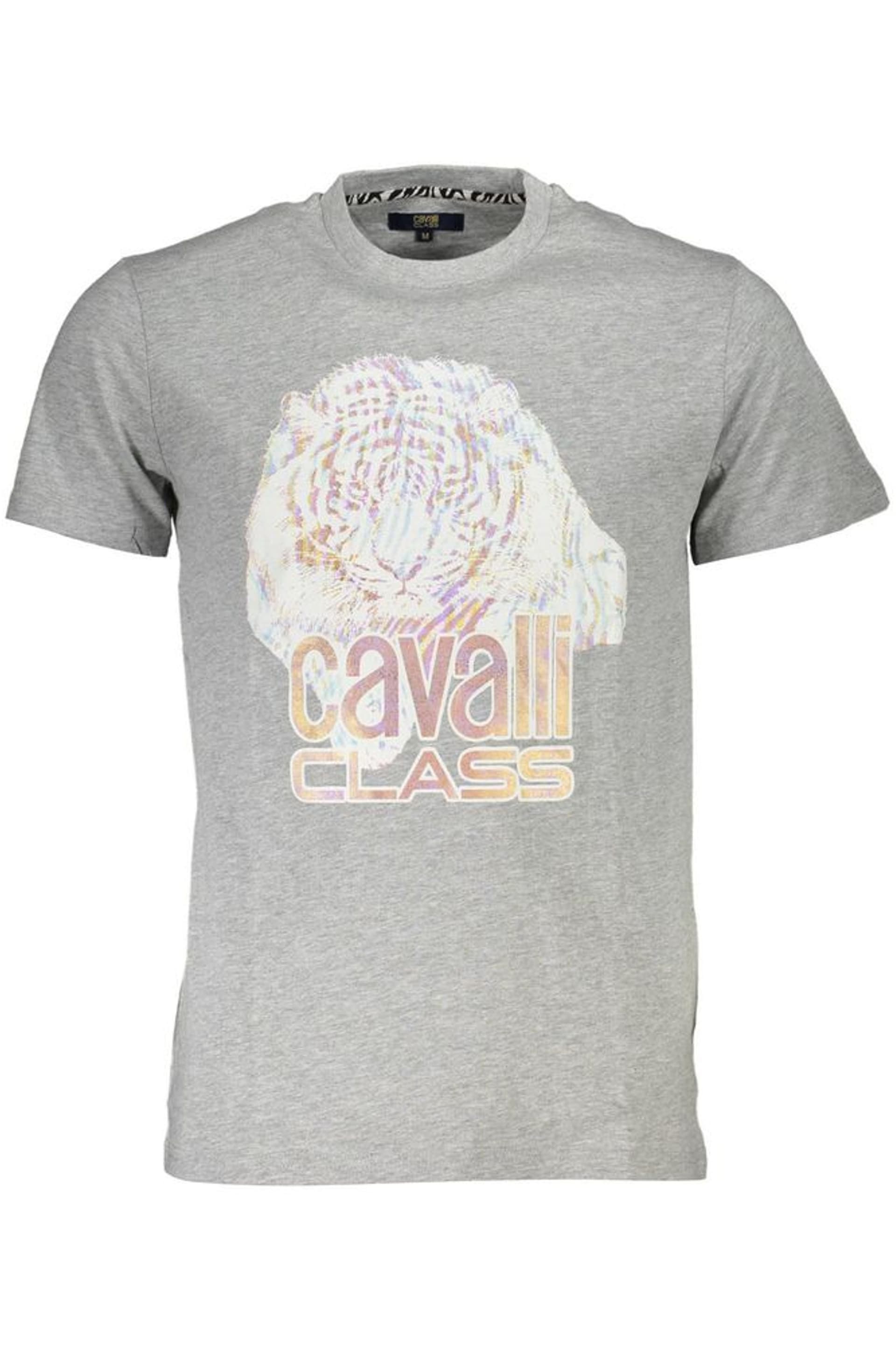 Cavalli Class Cavalli Class Men's Tiger Graphic Tee Iridescent Print in Silver