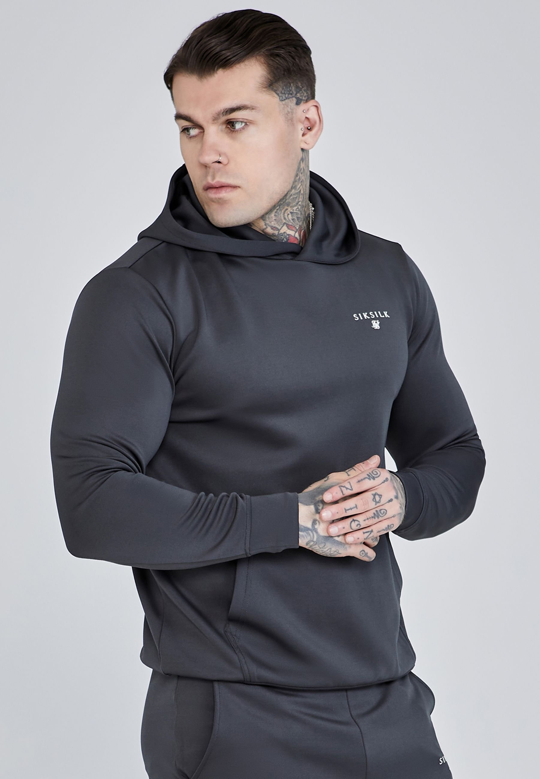 SikSilk SikSilk Men's Essentials Poly Hoodie in Grey - 1