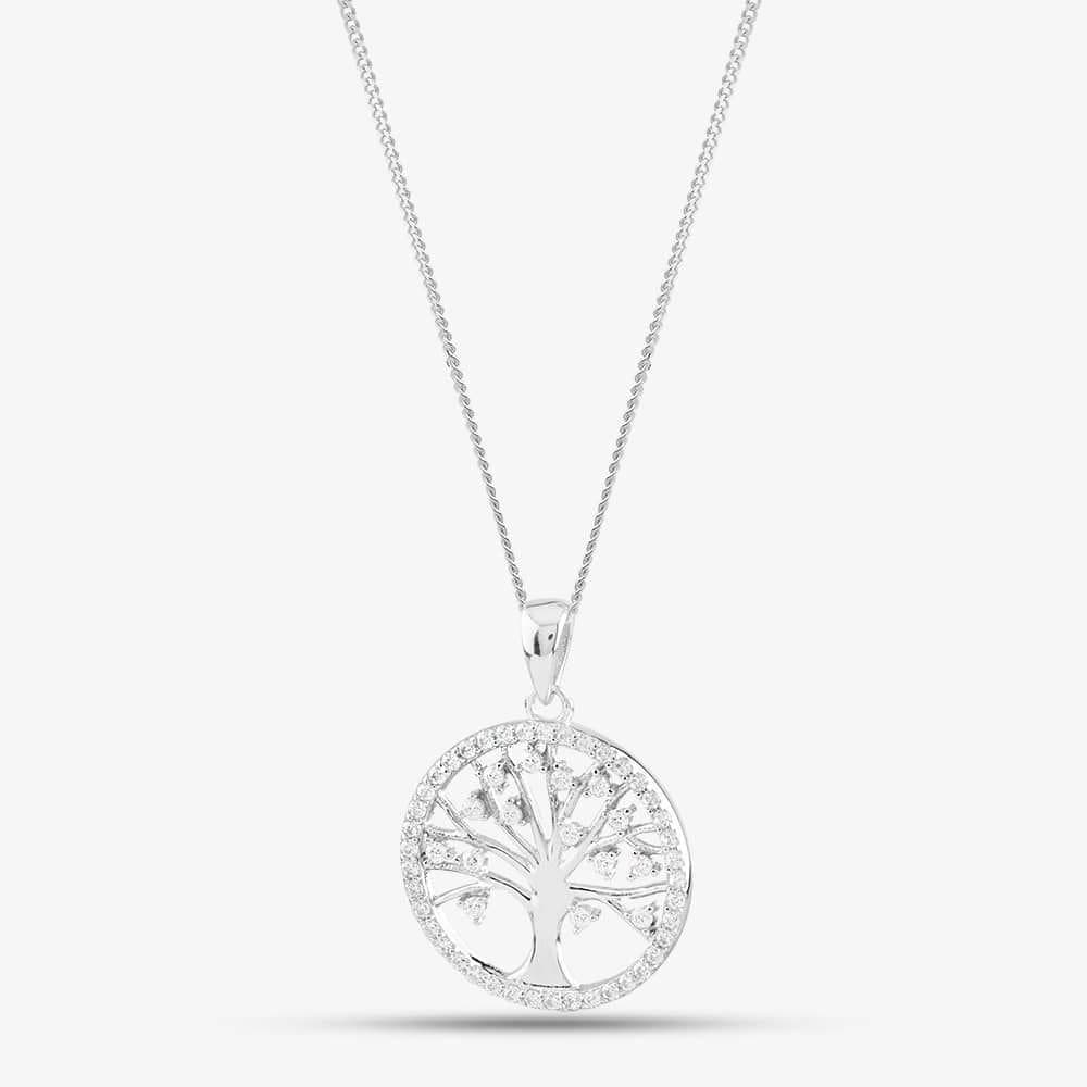 T.H.Baker T.H.Baker Women's Sterling Silver Cubic Zirconia Tree of Life Necklace 8.68.4619